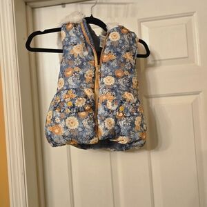 Little Lass Blue and Orange Floral Vest Size 6